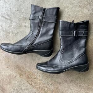 Ecco Goretex Black Leather Boots
